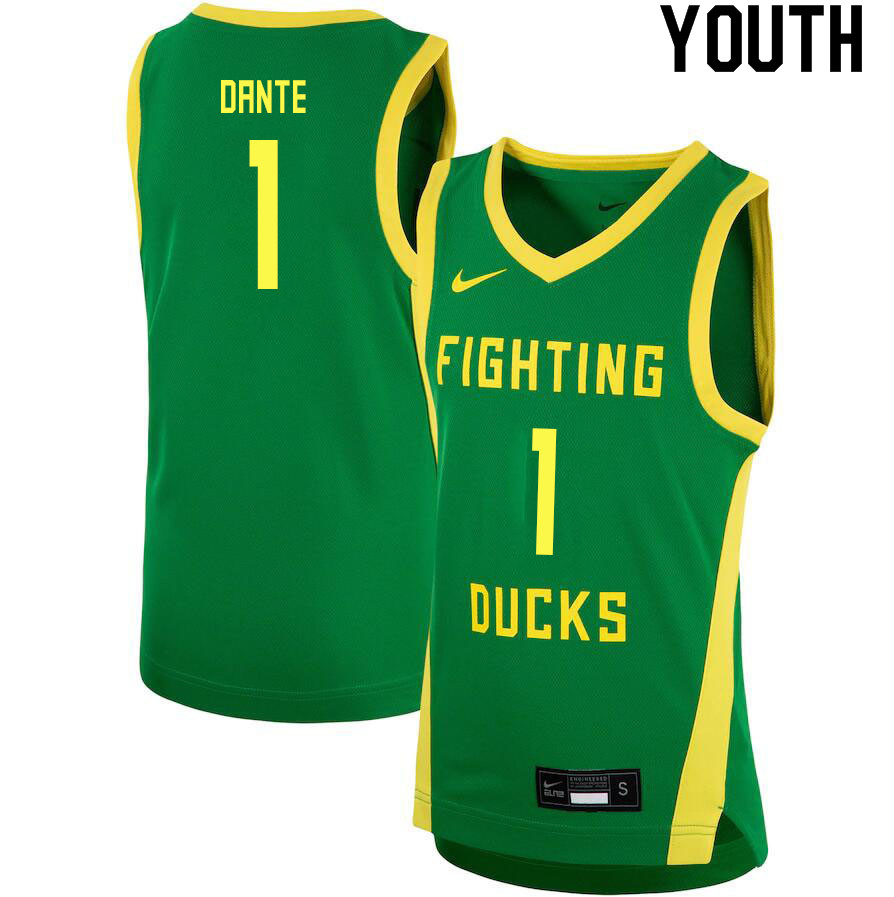 Youth # #1 N'Faly Dante Oregon Ducks College Basketball Jerseys Sale-Green